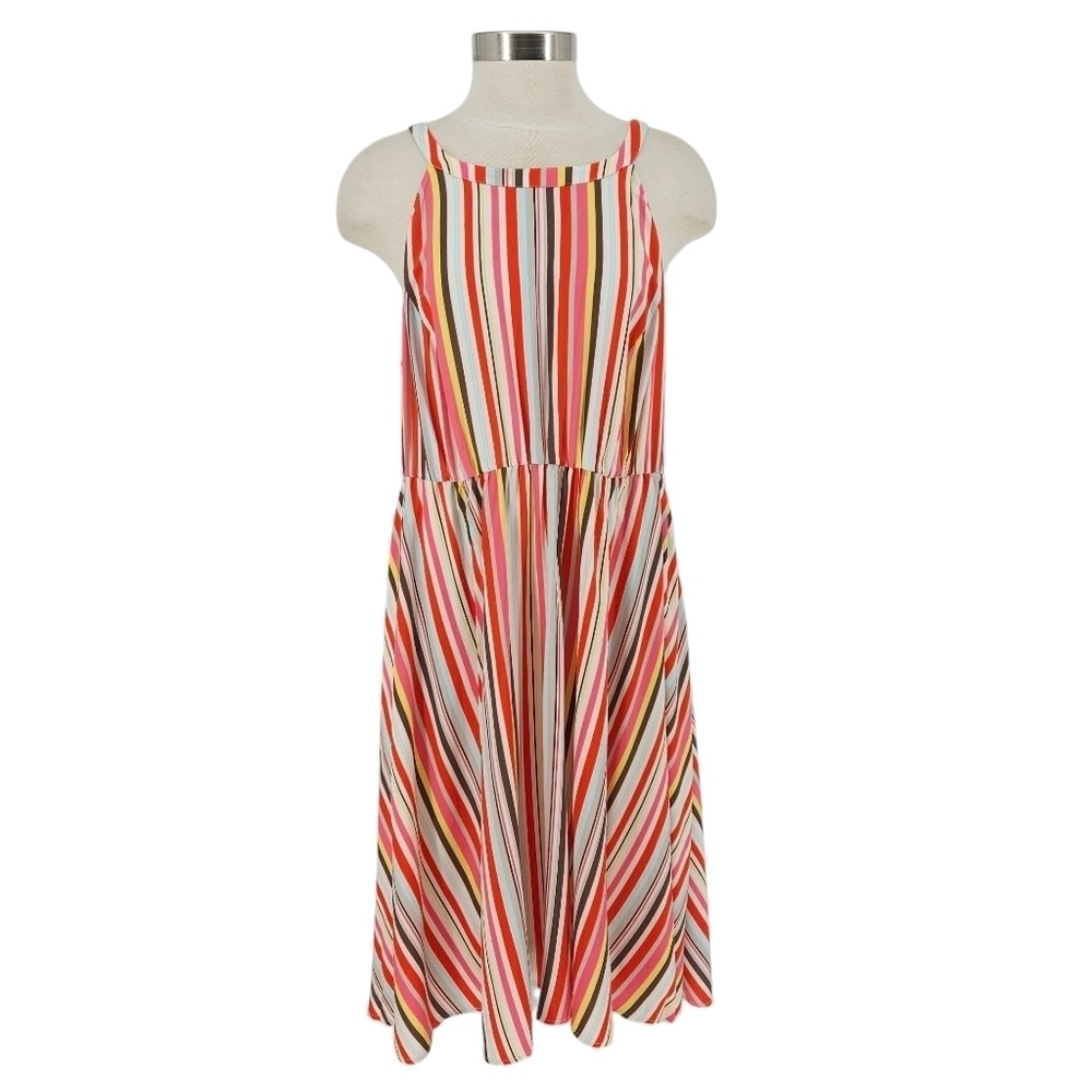 Torrid Fit Flare Dress Multicolor Stripe Sleeveless Halter A Line 2 2X
